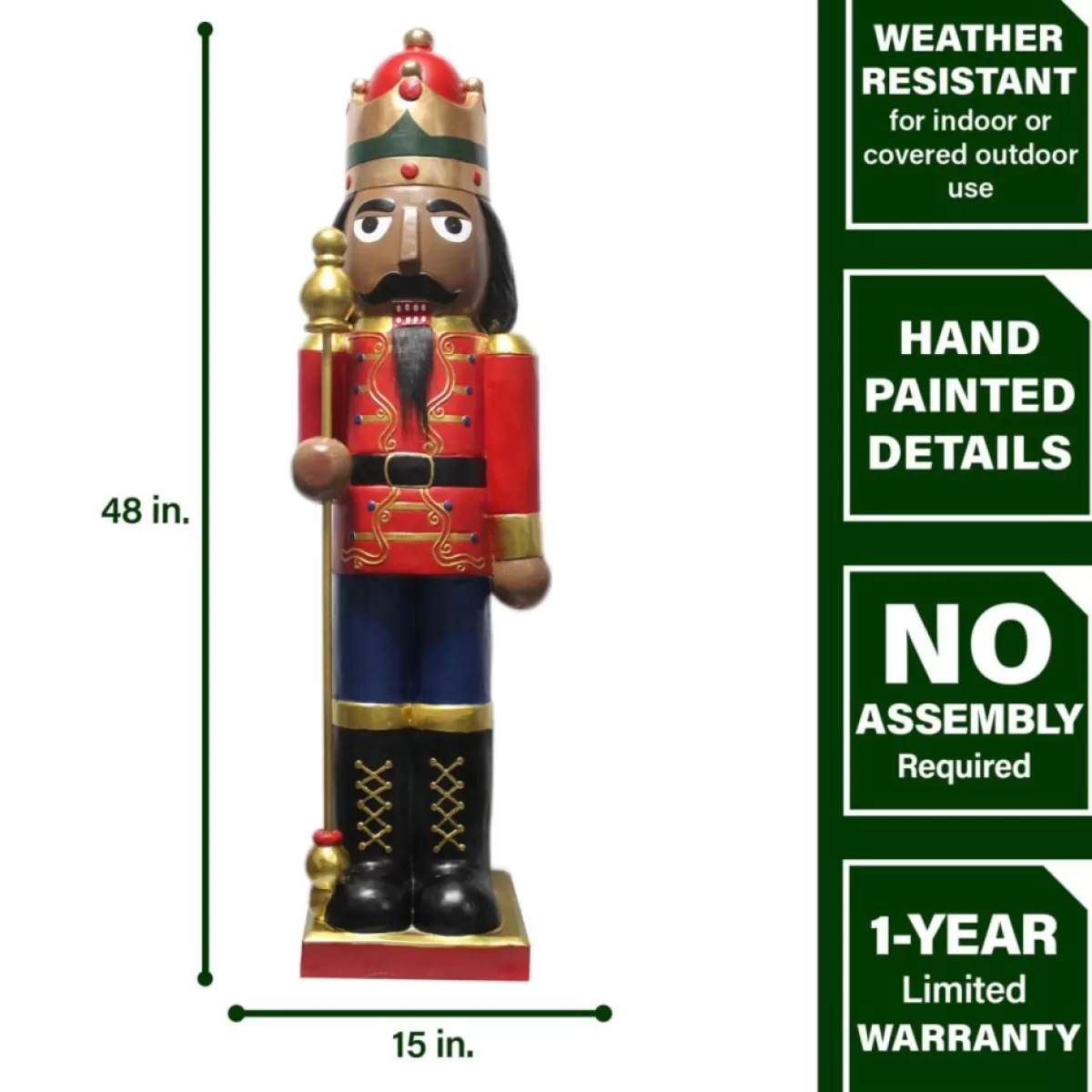 Fraser Hill Farm Indoor Decor | 48" African American Nutcracker Holding Staff Figure