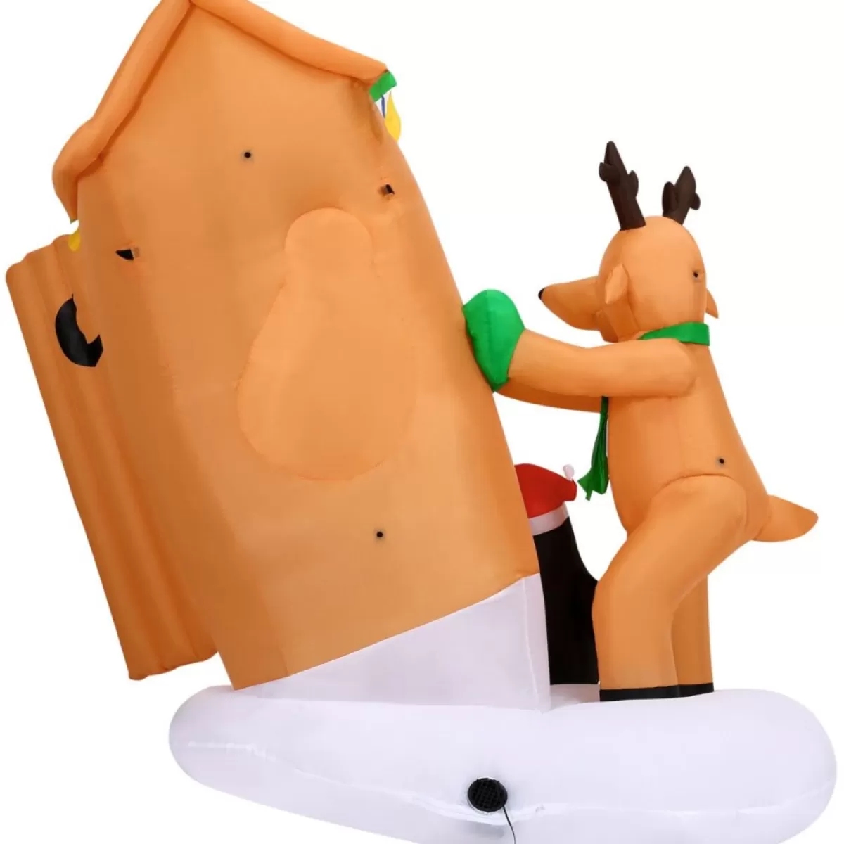 Fraser Hill Farm Outdoor Decor | 4-Ft. Tall Pre-Lit Inflatable Santa In Outhouse