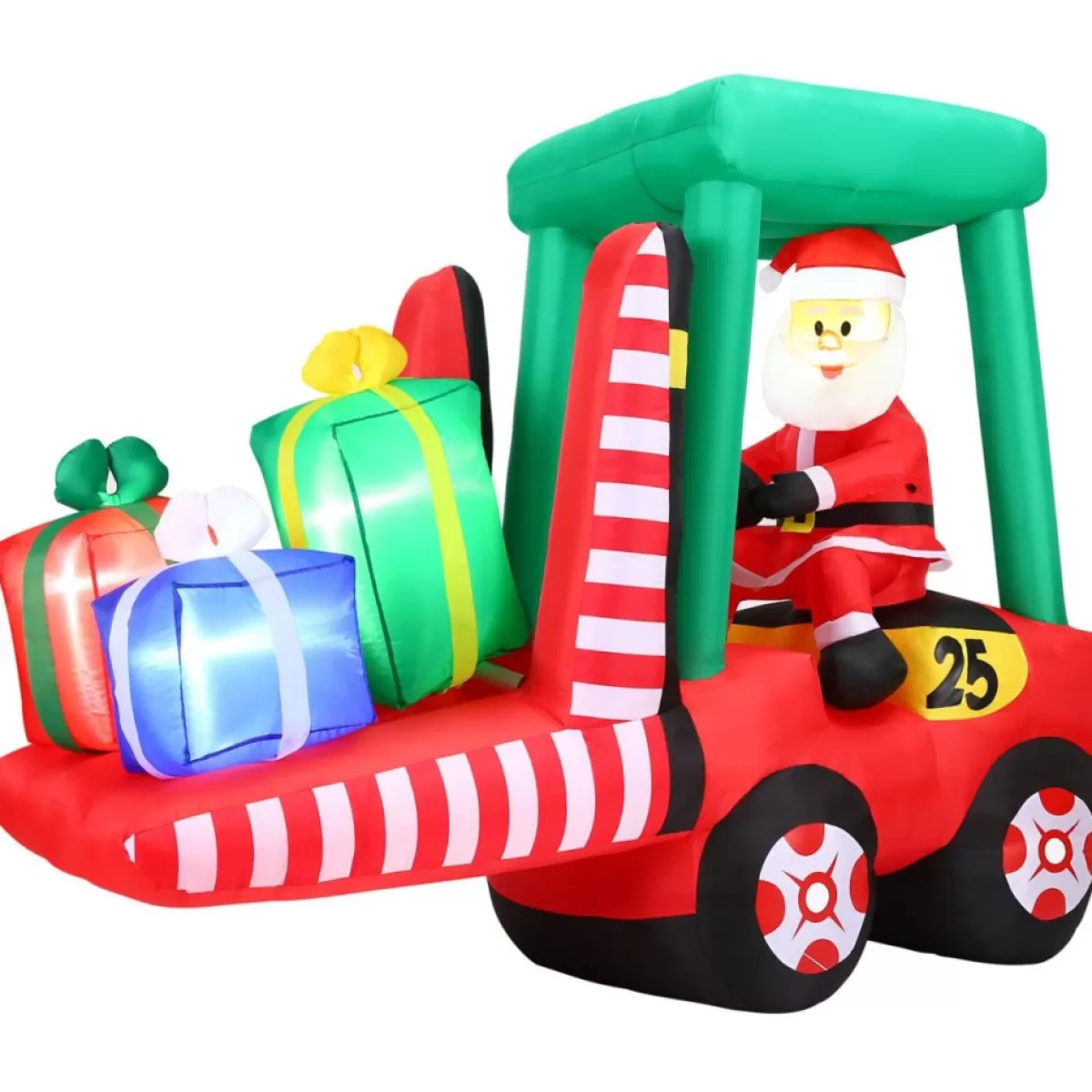 Fraser Hill Farm Outdoor Decor | 6 Ft. Pre-Lit Inflatable Santa In Fork Lift