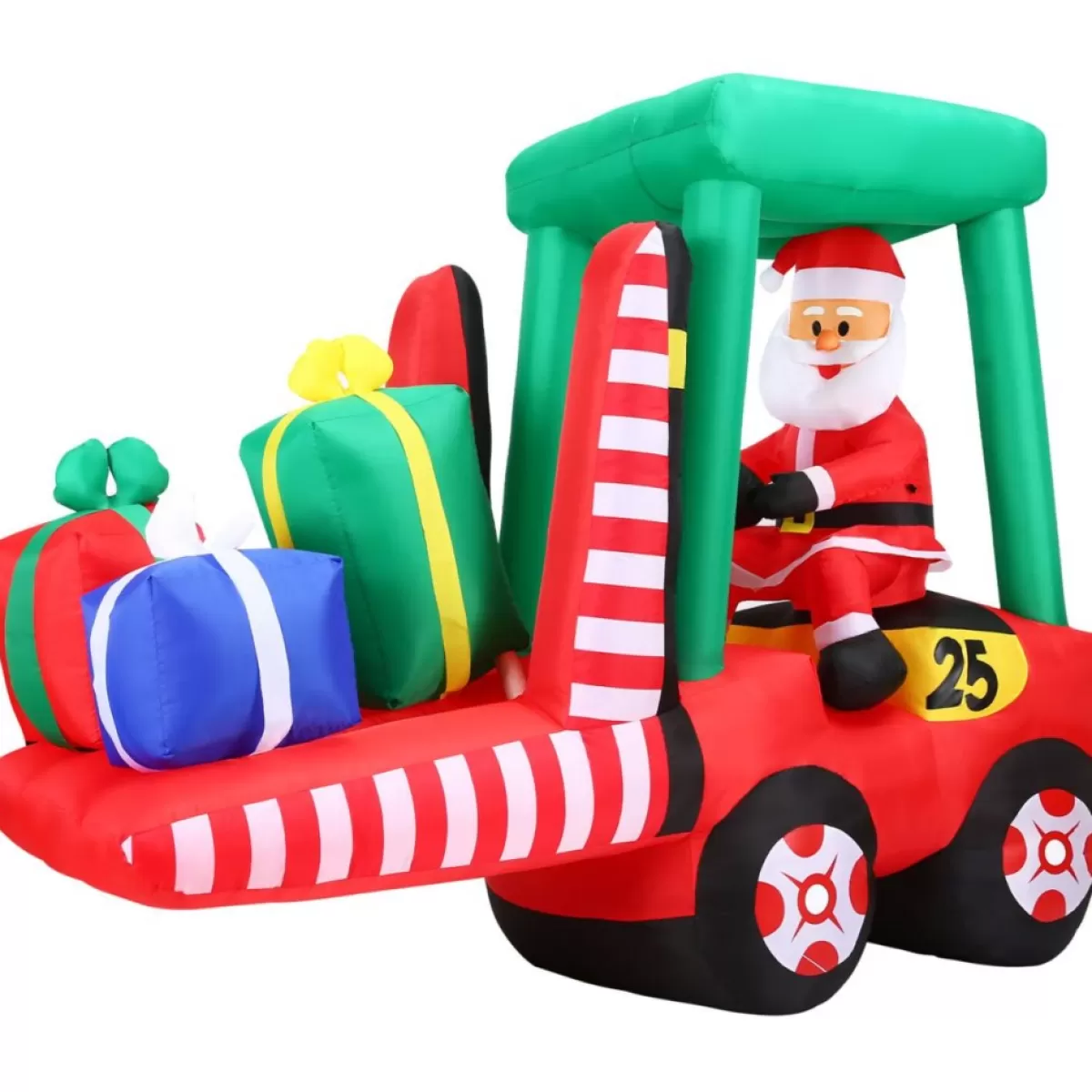 Fraser Hill Farm Outdoor Decor | 6 Ft. Pre-Lit Inflatable Santa In Fork Lift