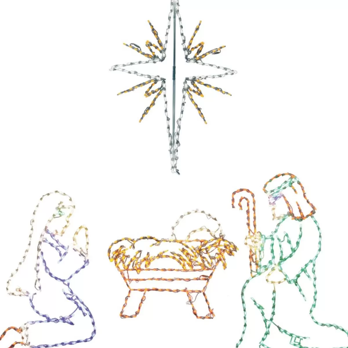 Fraser Hill Farm Outdoor Decor | Christmas Giant Outdoor Lights 4-Piece Nativity Set