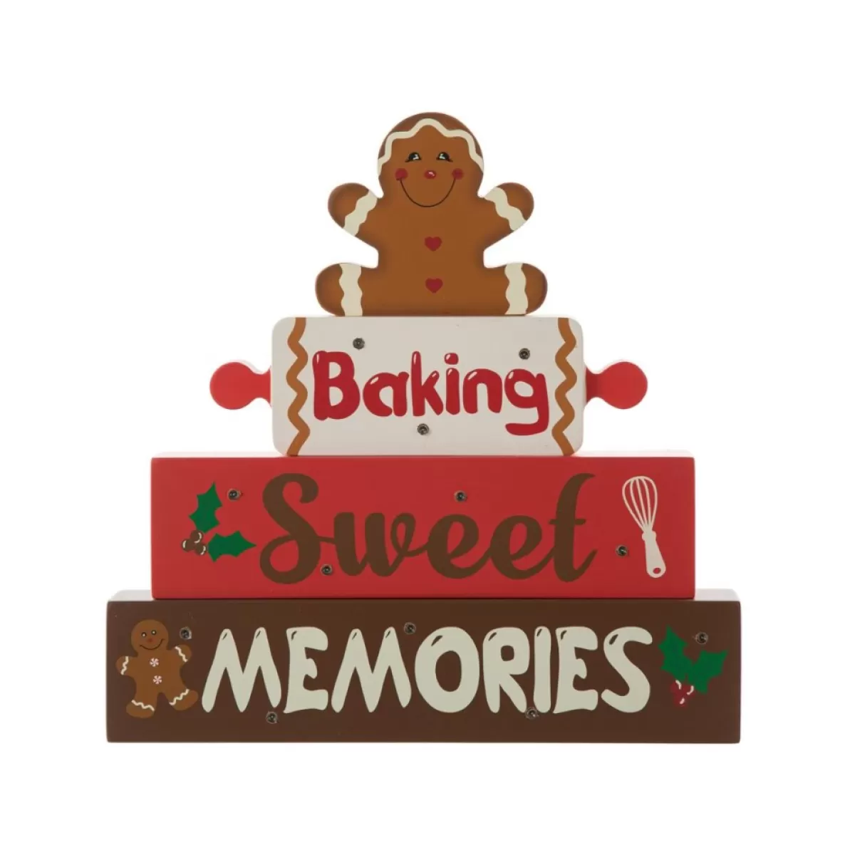 Glitzhome Indoor Decor | 12" H Lighted Wooden Christmas Gingerbread Man Table Decor