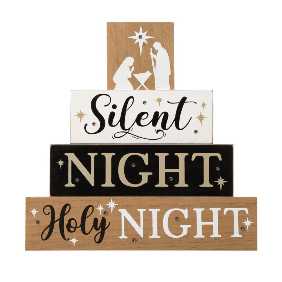 Glitzhome Indoor Decor | 12In H Lighted Wooden Nativity Block Word Sign