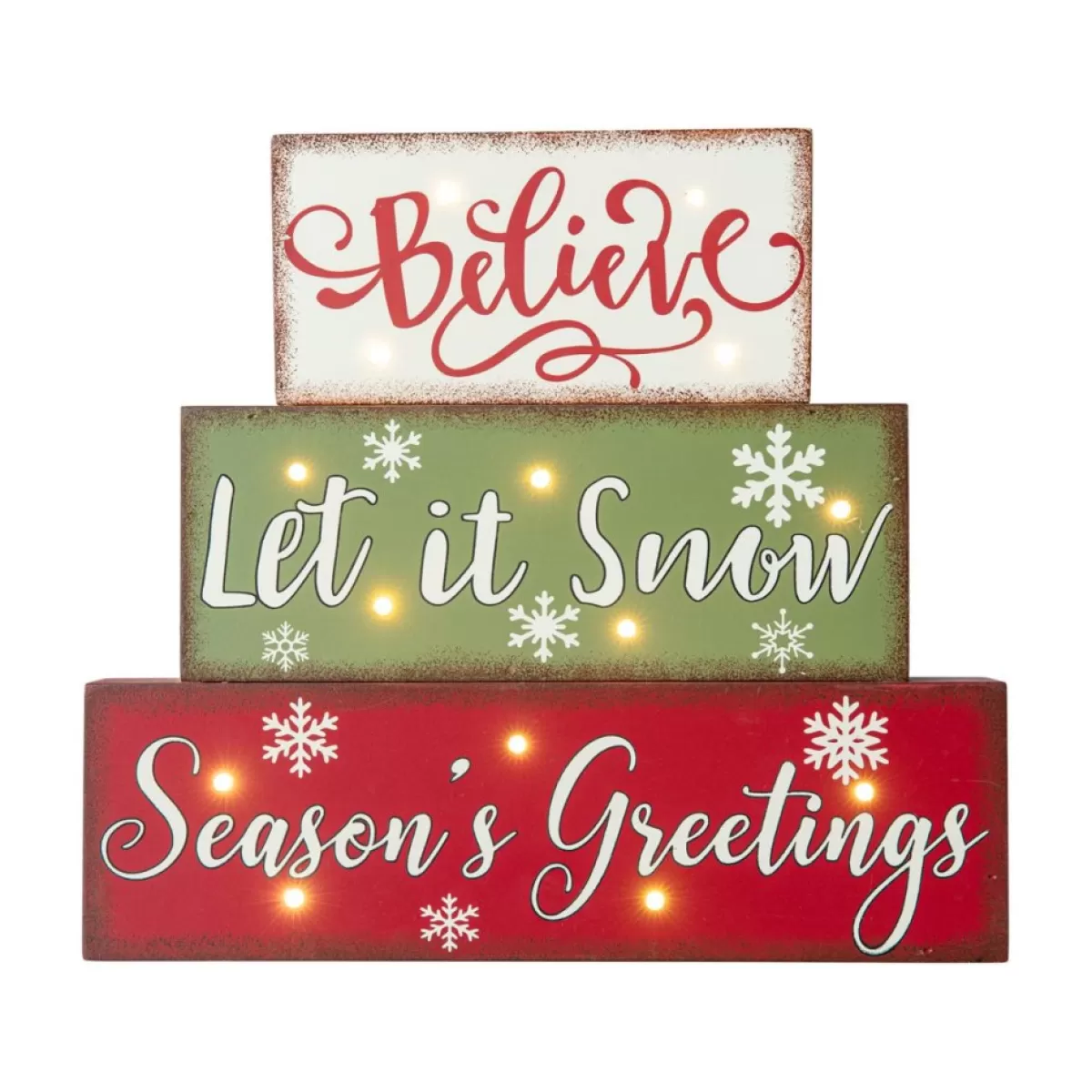 Glitzhome Indoor Decor | 12In L Led Lighted Wooden And Metal Block Word Sign