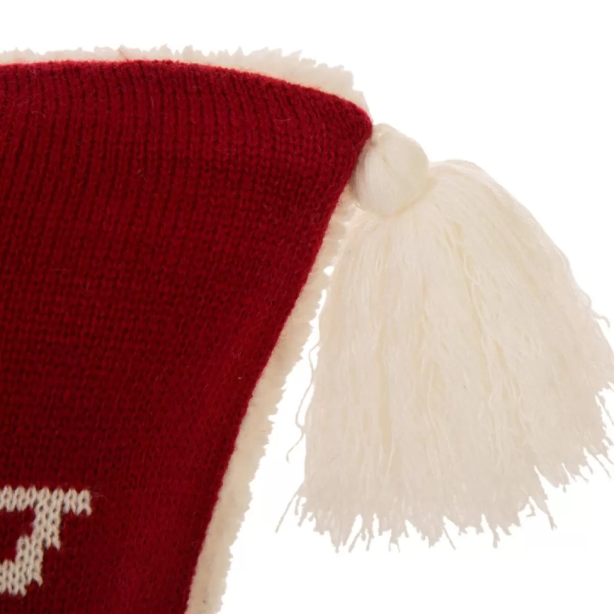 Glitzhome Holiday Textiles | 18In Knitted Snowflake Acrylic Red Pillow Cover With Tassels