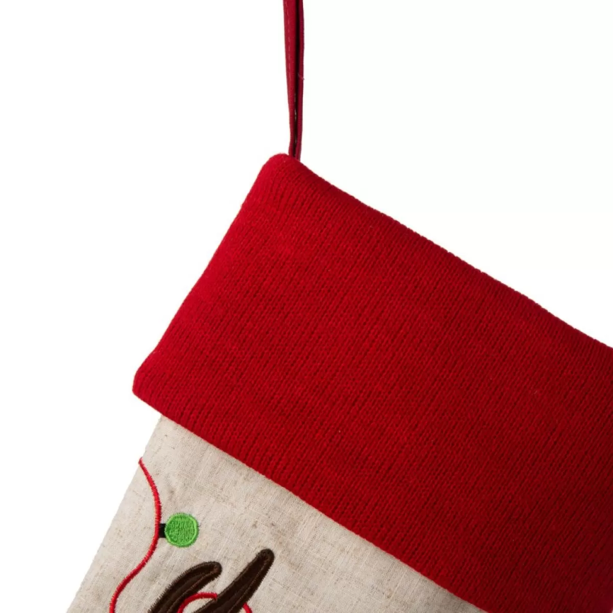 Glitzhome Holiday Textiles | 21" L Led Embroidered Linen Reindeer Christmas Stocking