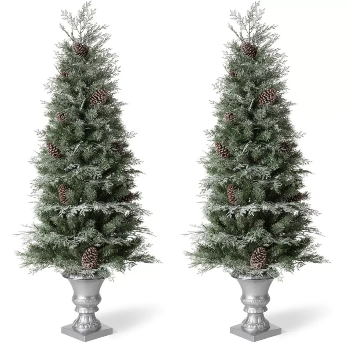 Glitzhome Christmas Trees | 2Pk Pre-Lit Artificial Pine Christmas Porch Tree