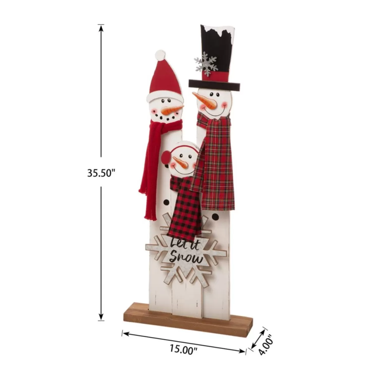 Glitzhome Outdoor Decor | 35.5" H Wooden Snowman Family Porch Decor