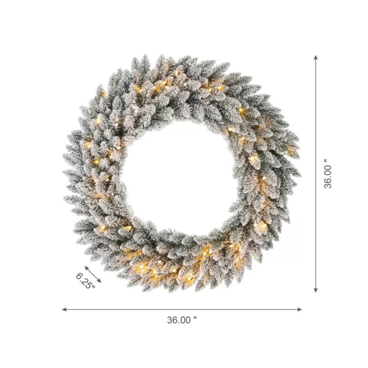 Glitzhome Wreaths, Garlands & More | 36" D Oversized Pre-Lit Snow Flocked Christmas Wreath