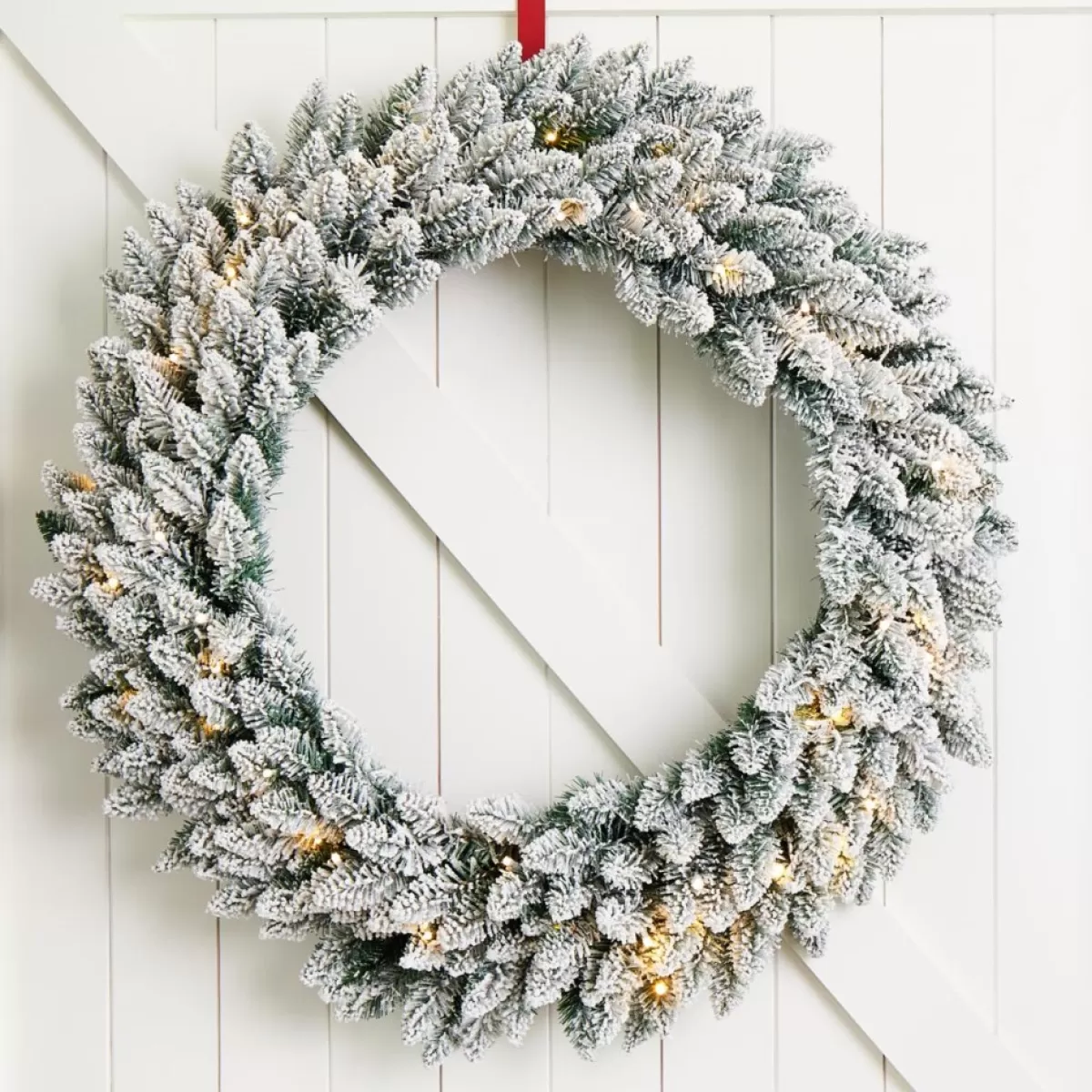 Glitzhome Wreaths, Garlands & More | 36" D Oversized Pre-Lit Snow Flocked Christmas Wreath