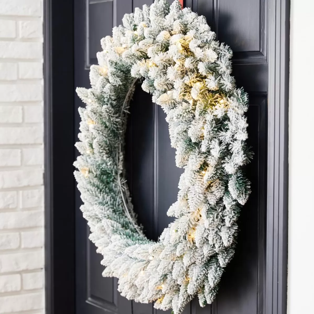 Glitzhome Wreaths, Garlands & More | 36" D Oversized Pre-Lit Snow Flocked Christmas Wreath