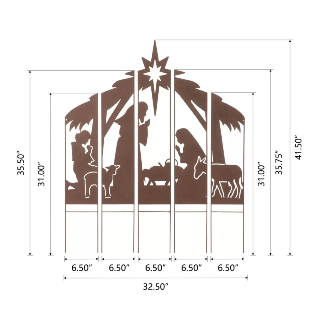 Glitzhome Outdoor Decor | 41.5" Metal Nativity Combo Yard Stake