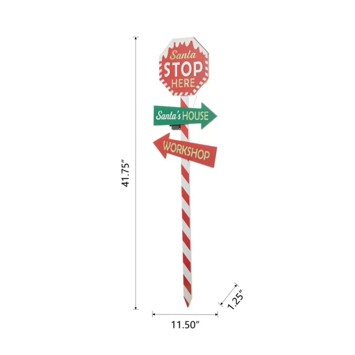 Glitzhome Outdoor Decor | 41.75" H Led Wooden Yard Stake Written With Santa Stop Here