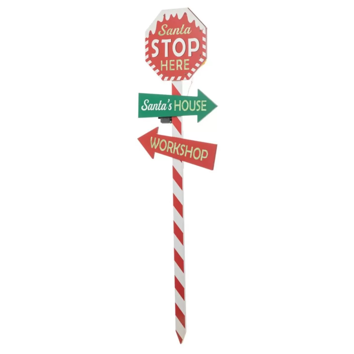 Glitzhome Outdoor Decor | 41.75" H Led Wooden Yard Stake Written With Santa Stop Here