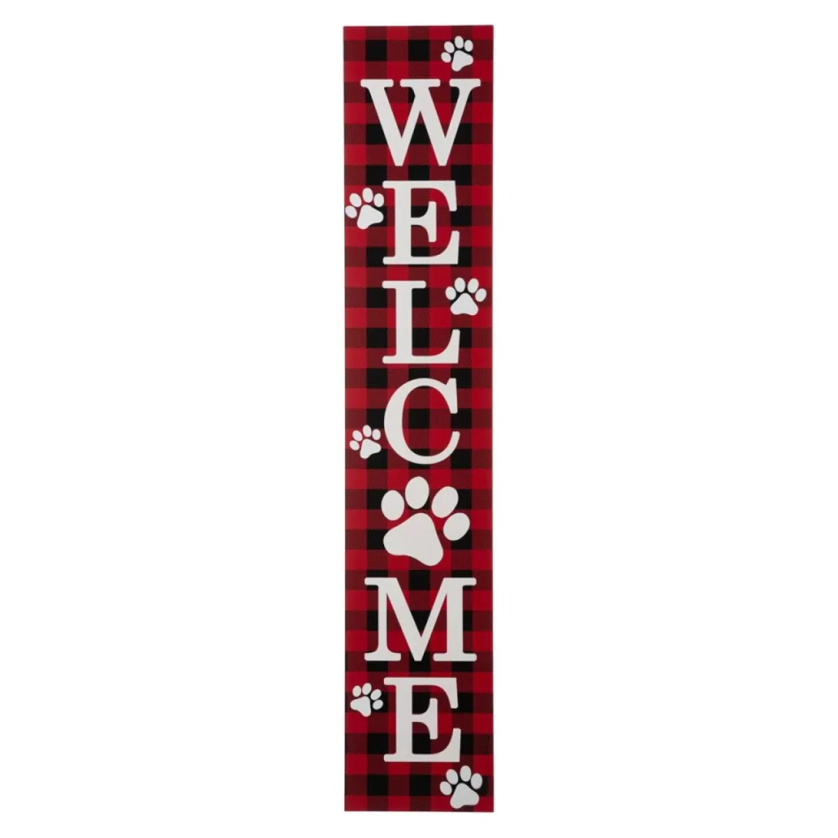 Glitzhome Outdoor Decor | 42"H Wooden Plaid Pet Welcome Porch Sign