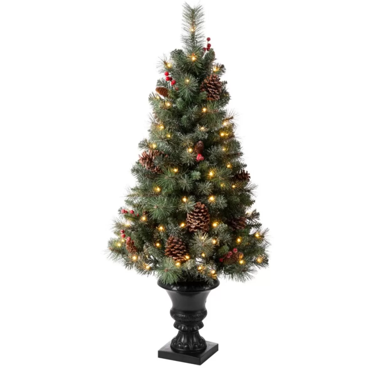 Glitzhome Christmas Trees | 4 Ft. Flockedchristmastree With Pinecone And Berries