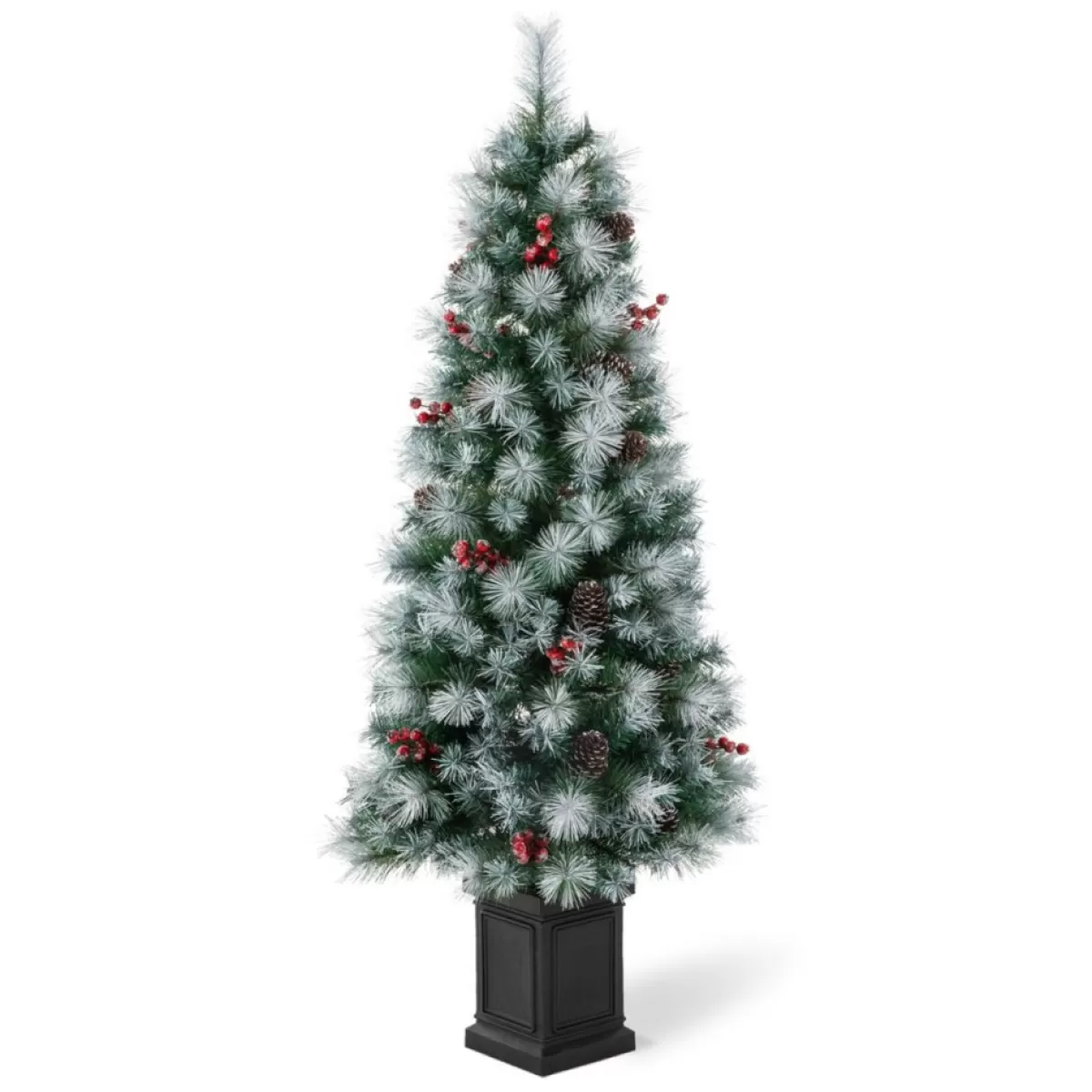 Glitzhome Christmas Trees | 5Ft Pre-Lit Artificial Christmas Porch Tree With Pinecones