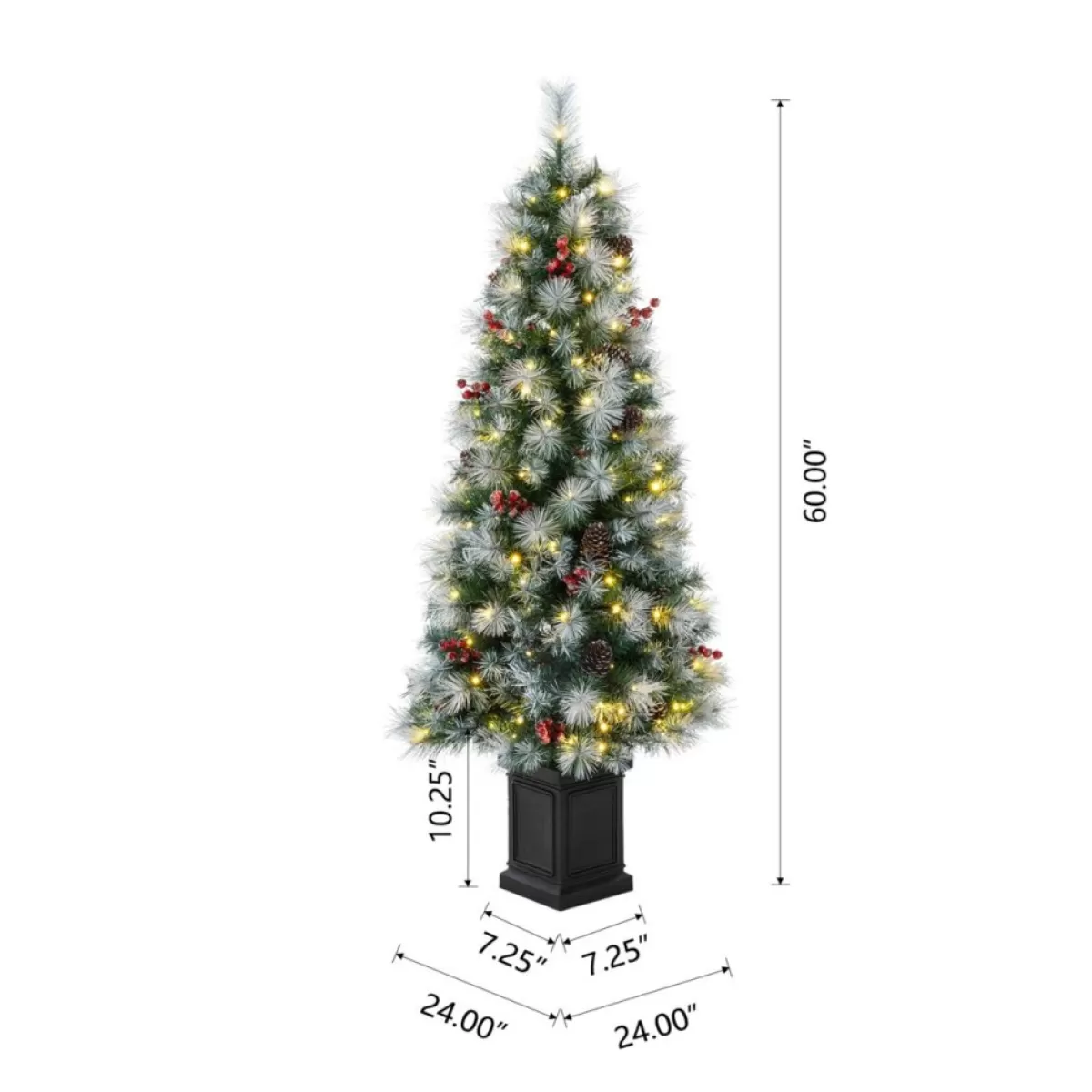 Glitzhome Christmas Trees | 5Ft Pre-Lit Artificial Christmas Porch Tree With Pinecones