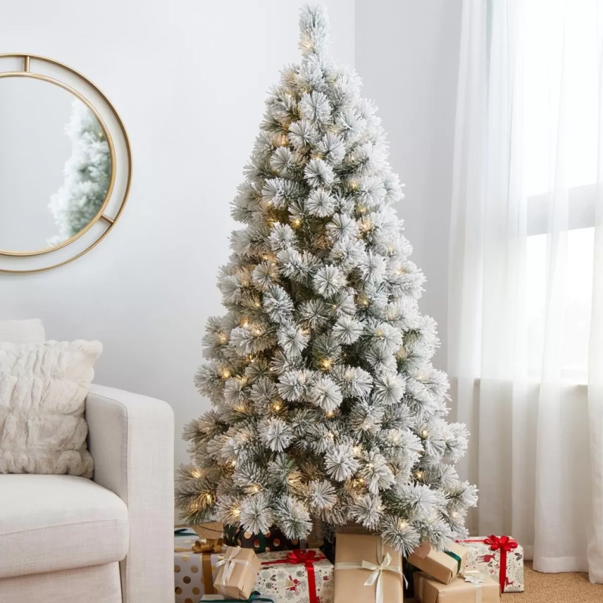Glitzhome Christmas Trees | 6 Ft. Preloaded Led Pencil Pine Artificial Christmas Tree