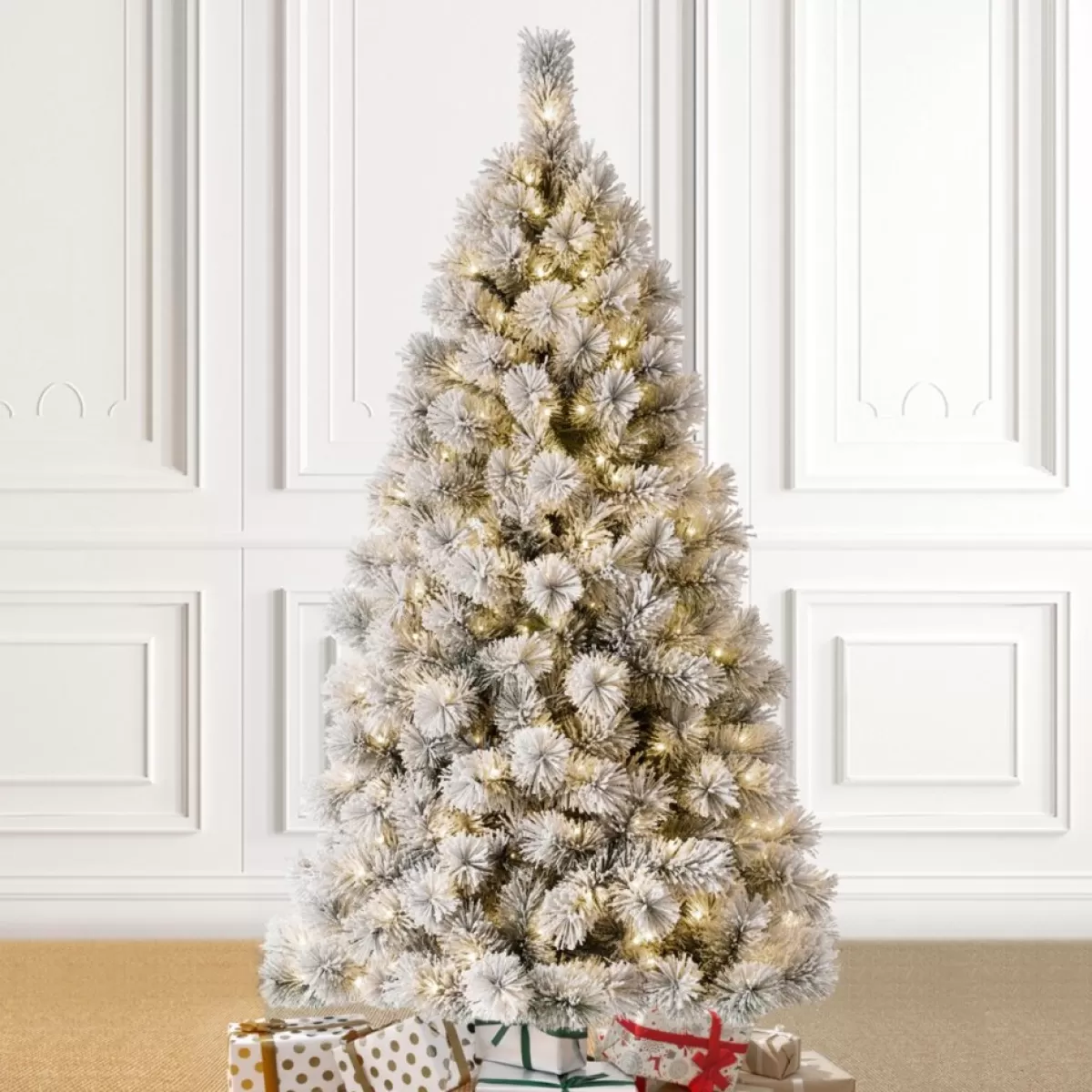 Glitzhome Christmas Trees | 6 Ft. Preloaded Led Pencil Pine Artificial Christmas Tree