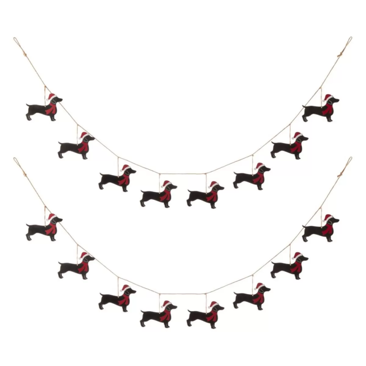 Glitzhome Indoor Decor | 6' Metal Christmas Dog Garland 2-Pack