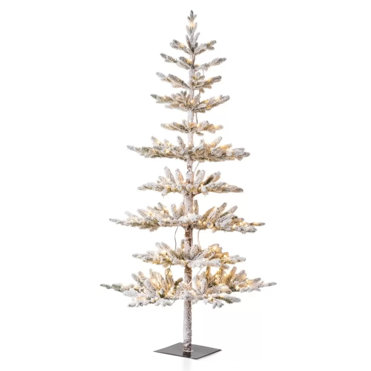 Glitzhome Christmas Trees | 6Ft Deluxe Pre-Lit Flocked Pine Artificial Christmas Tree