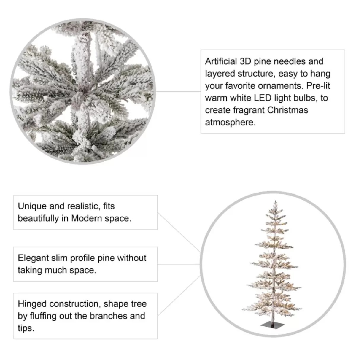 Glitzhome Christmas Trees | 7Ft. Deluxe Pre-Lit Pine Artificial Christmas Tree W/ Lights