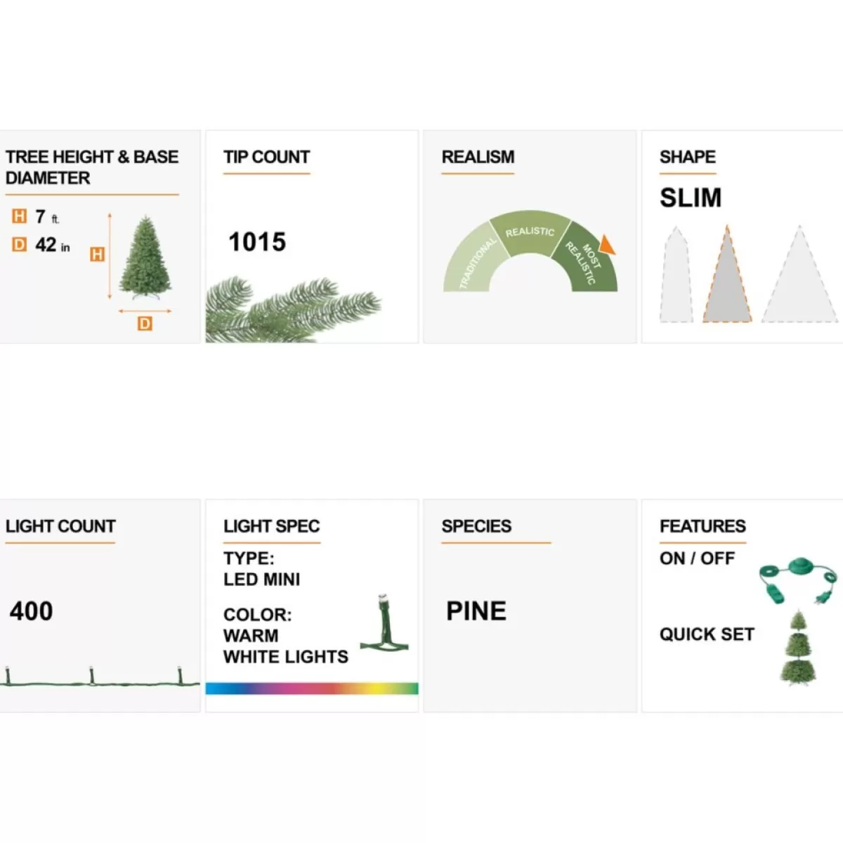 Glitzhome Christmas Trees | 7Ft. Deluxe Pre-Lit Pine Artificial Christmas Tree W/ Lights