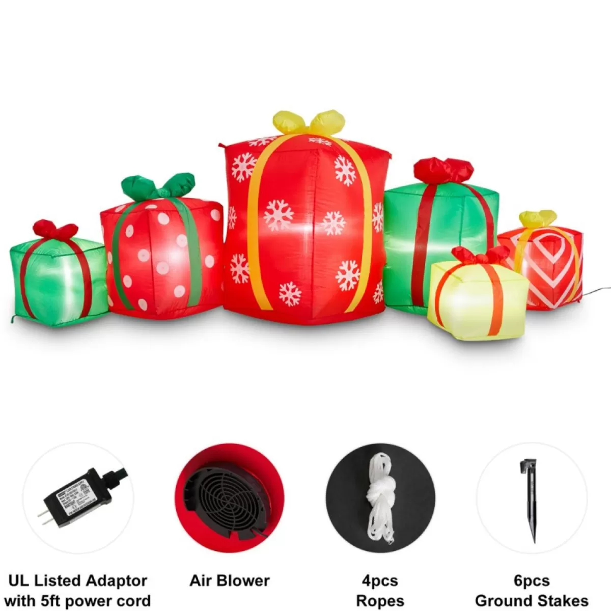 Glitzhome Outdoor Decor | 8' Lighted Inflatable Gift Boxes Decor