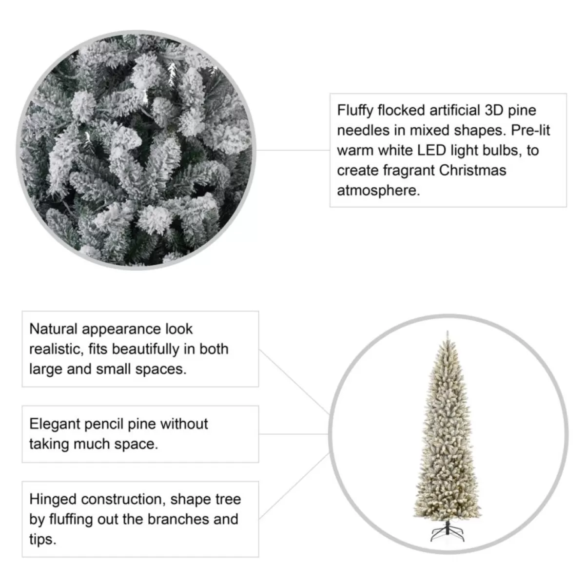 Glitzhome Christmas Trees | 9 Ft. Preloaded Led Pencil Fir Artificial Christmas Tree