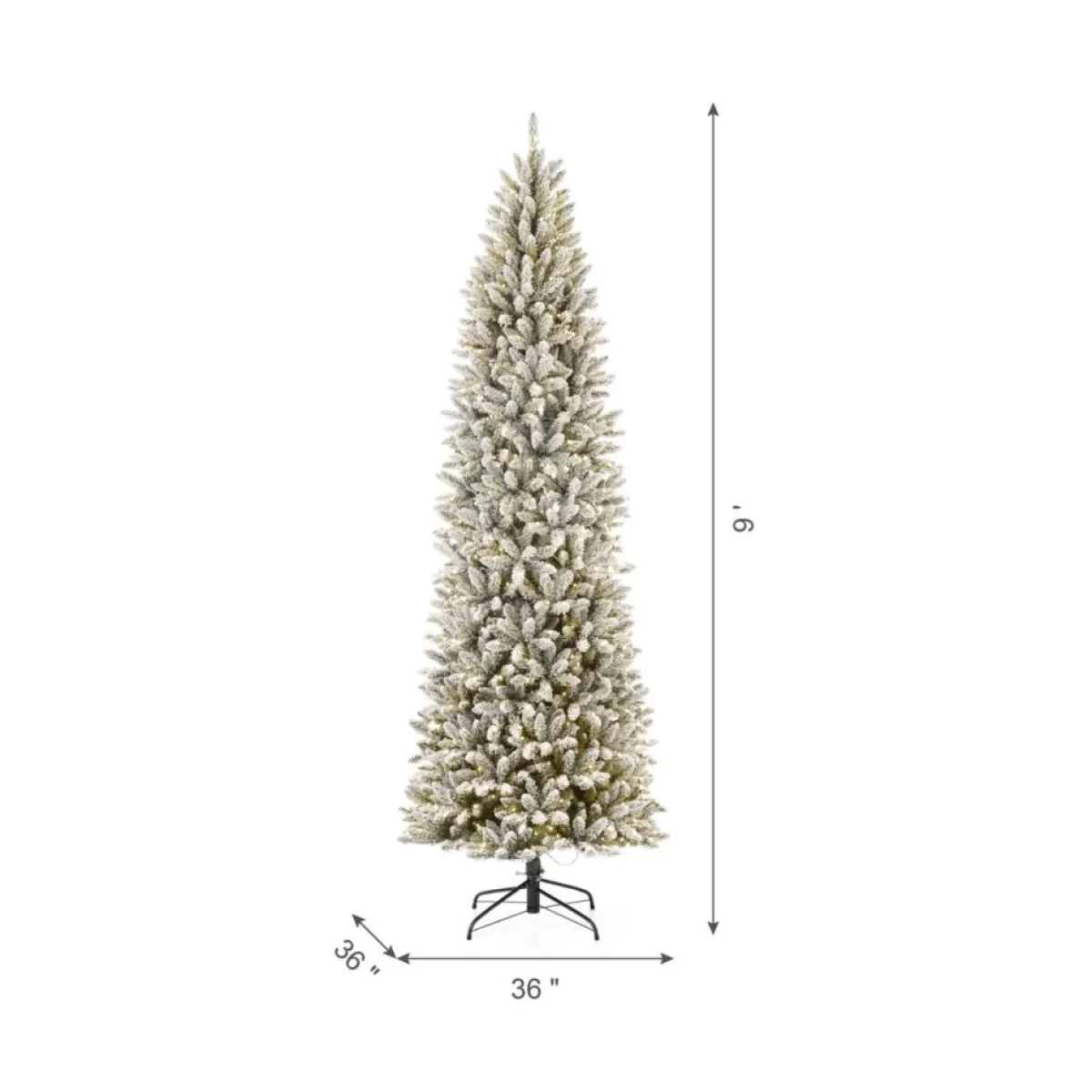 Glitzhome Christmas Trees | 9 Ft. Preloaded Led Pencil Fir Artificial Christmas Tree