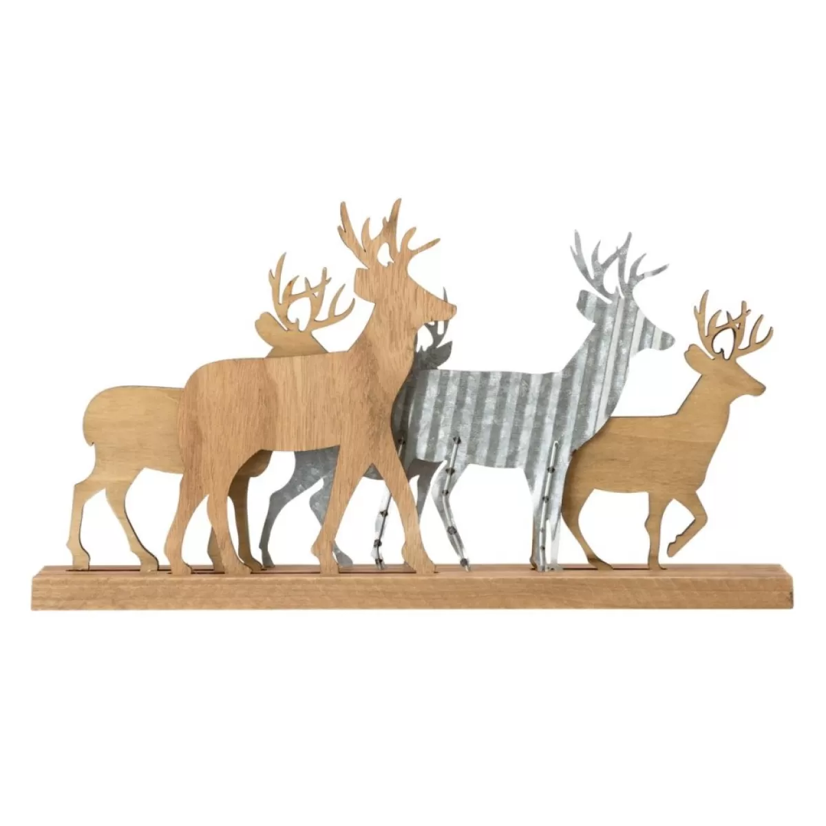 Glitzhome Indoor Decor | Galvanized Metal And Wooden Reindeer Table Decor