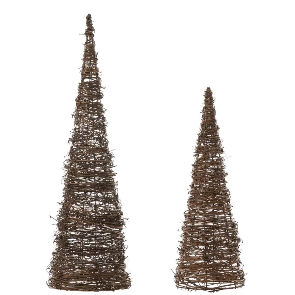 Glitzhome Indoor Decor | Set Of 2 Lighted Rattan Christmas Table Tree Decor