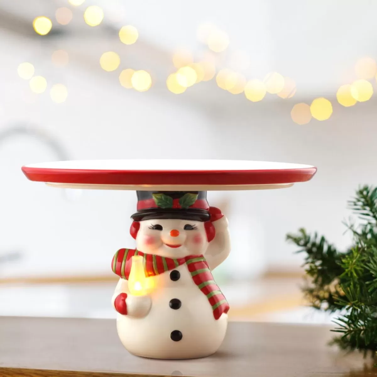 Mr. Christmas Holiday Entertaining | 10" Nostalgic Cake Plate - Snowman