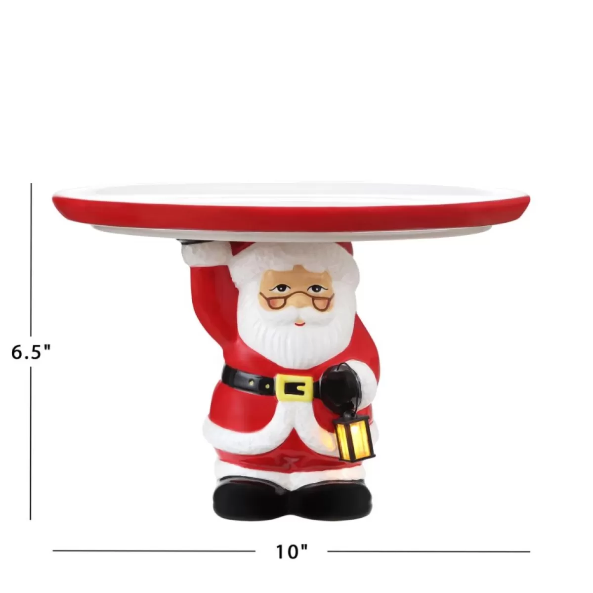 Mr. Christmas Holiday Entertaining | 10" Nostalgic Cake Plate - White Santa