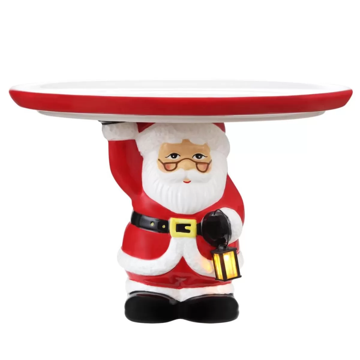 Mr. Christmas Holiday Entertaining | 10" Nostalgic Cake Plate - White Santa