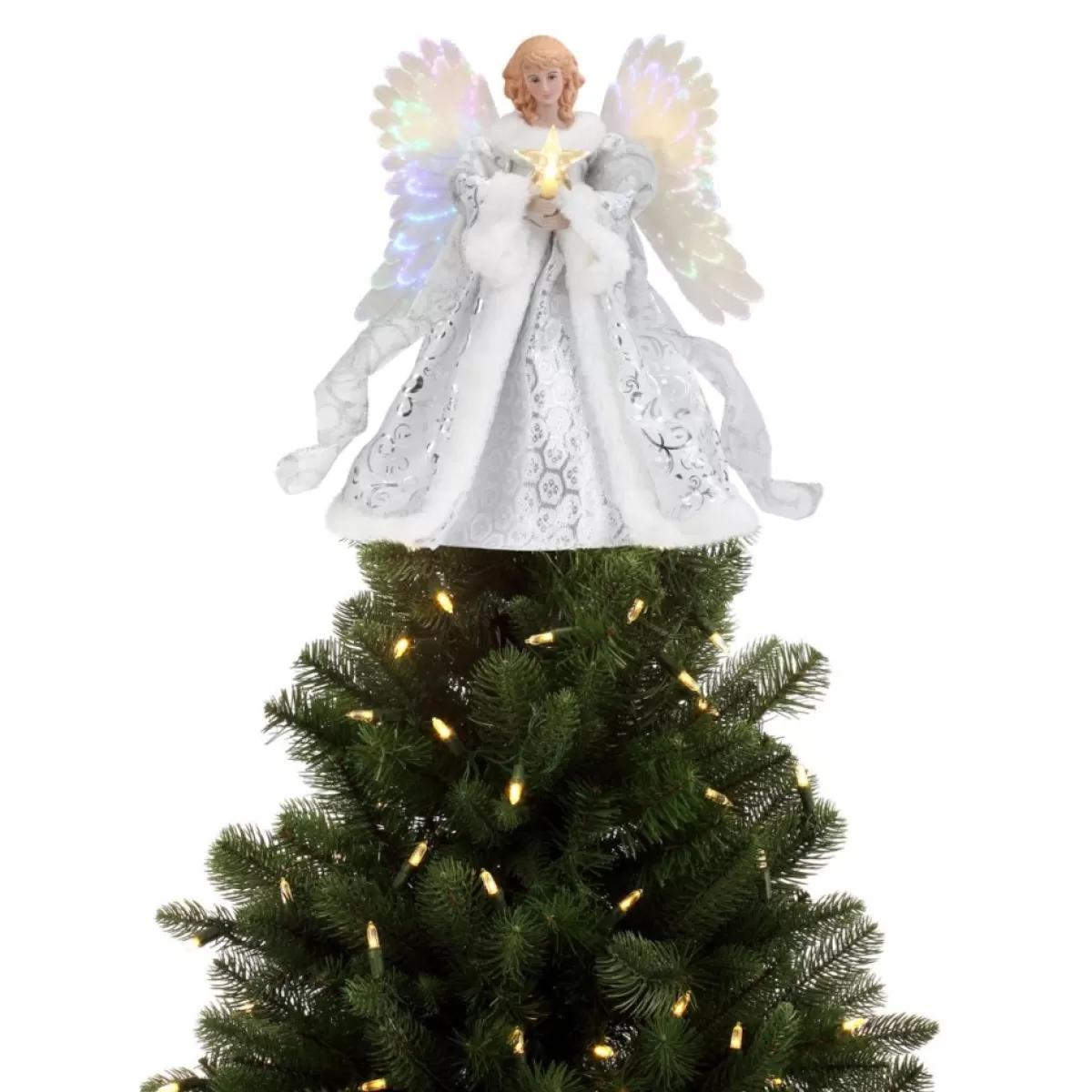 Mr. Christmas Indoor Decor | 12" Fiber Optic Angel Tree Topper