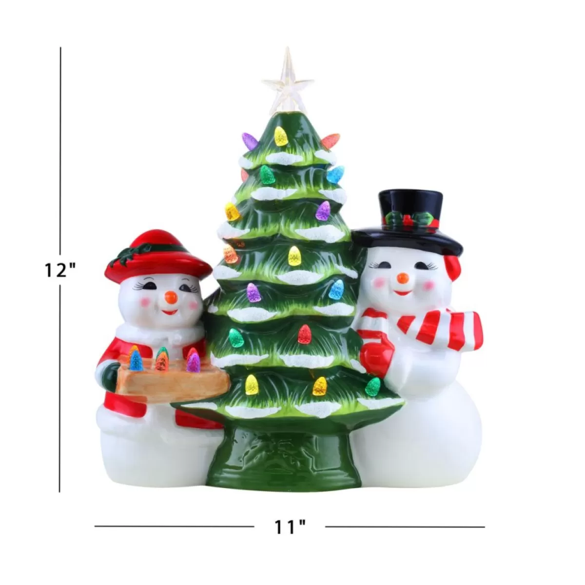 Mr. Christmas Indoor Decor | 12" Mr. & Mrs. Snowman Nostalgic Tree