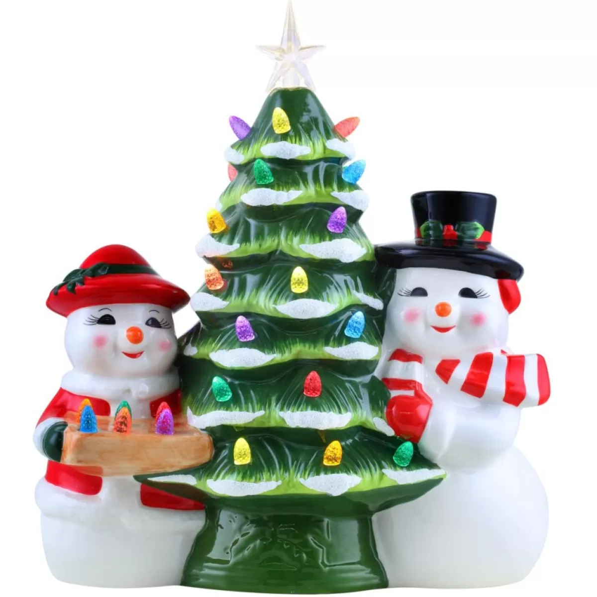 Mr. Christmas Indoor Decor | 12" Mr. & Mrs. Snowman Nostalgic Tree