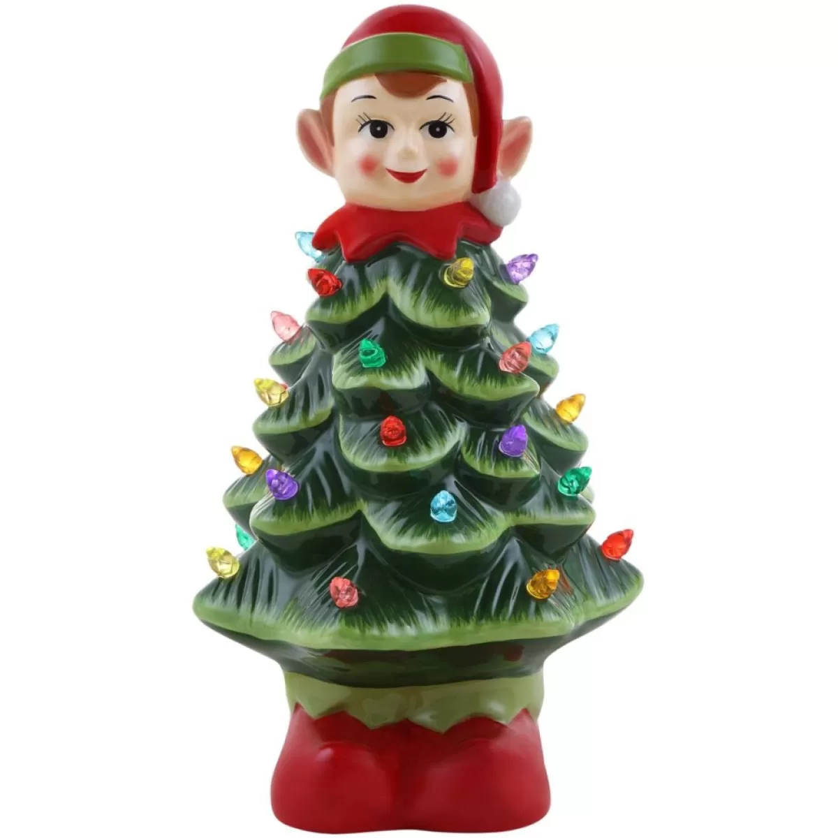 Mr. Christmas Indoor Decor | 15" Nostalgic Ceramic Tree With Elf Topper