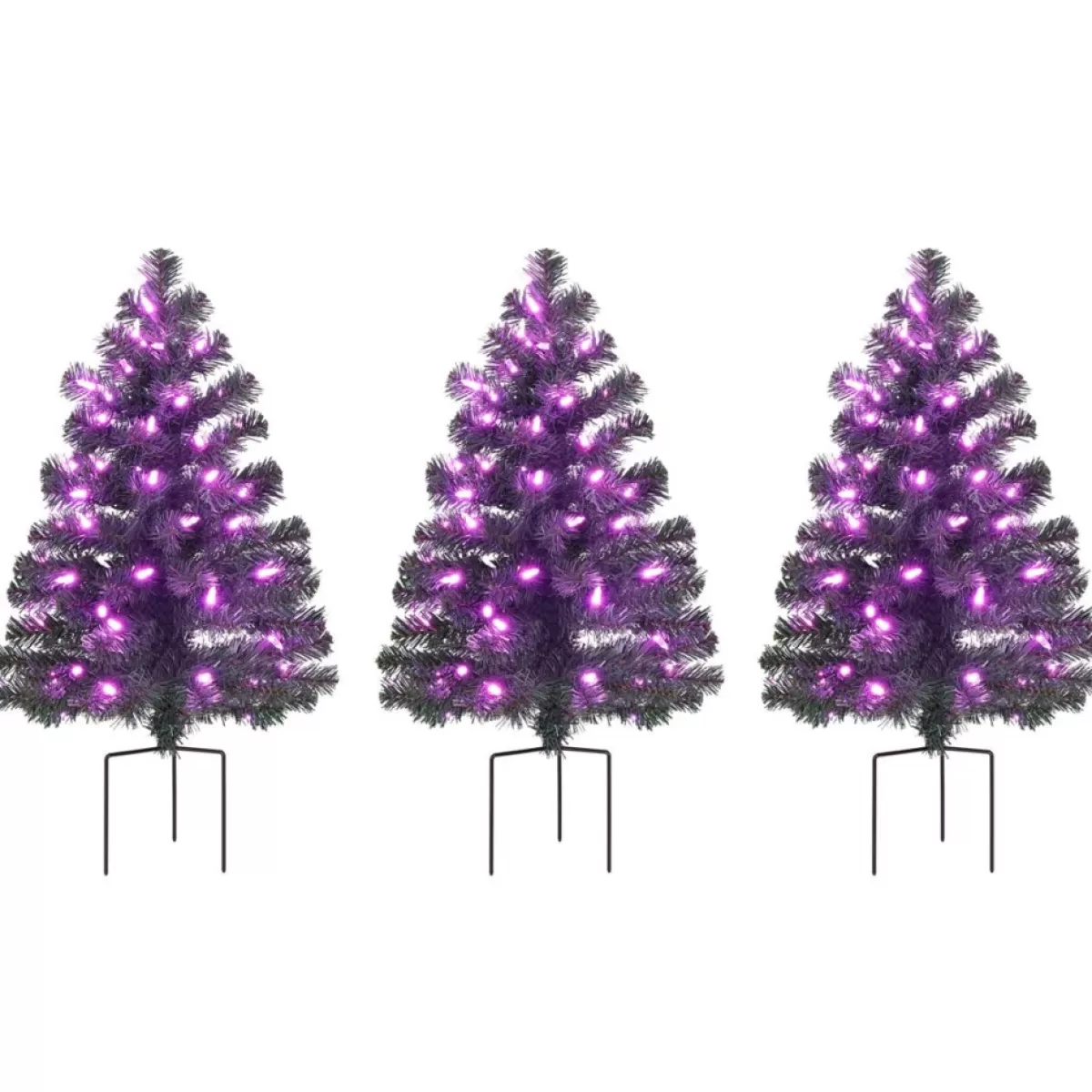 Mr. Christmas Outdoor Decor | Alexa Enabled Pathway Christmas Trees - Rgb Bulbs