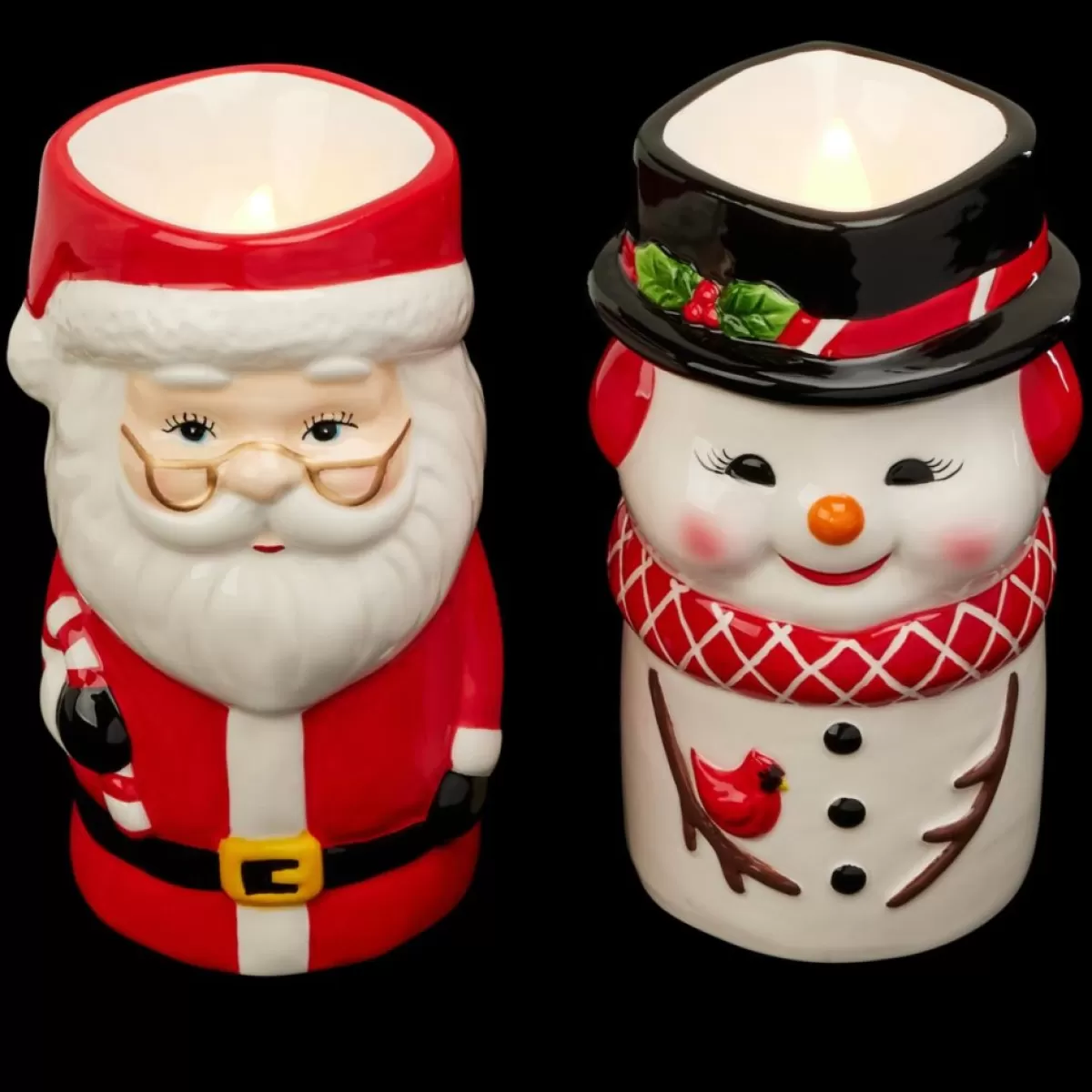 Mr. Christmas Candles | Set Of 2 Ceramic Figure Candles