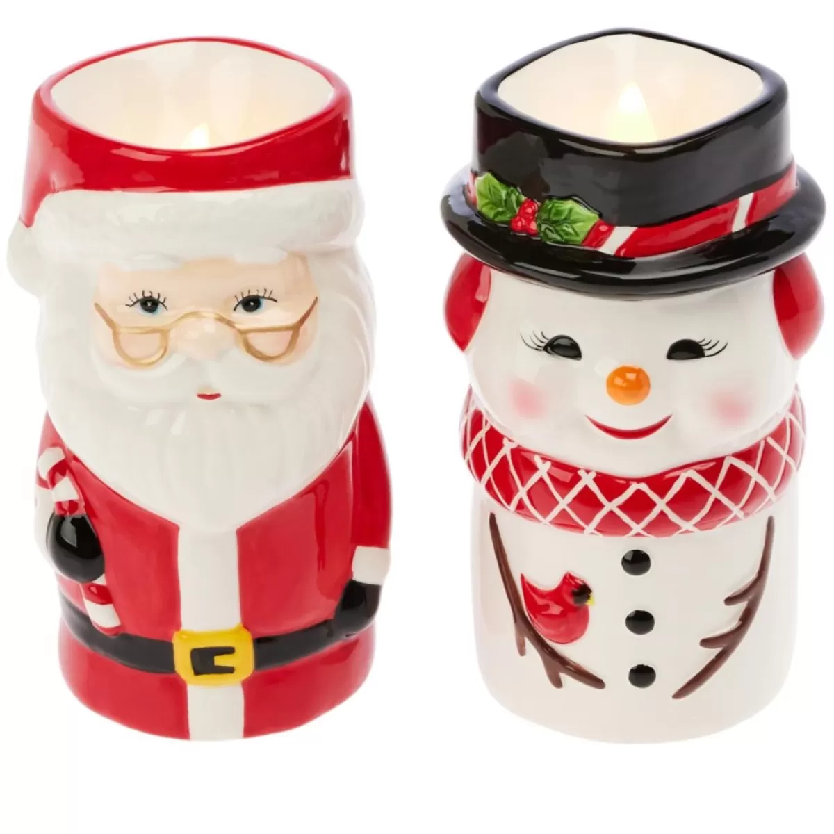 Mr. Christmas Candles | Set Of 2 Ceramic Figure Candles