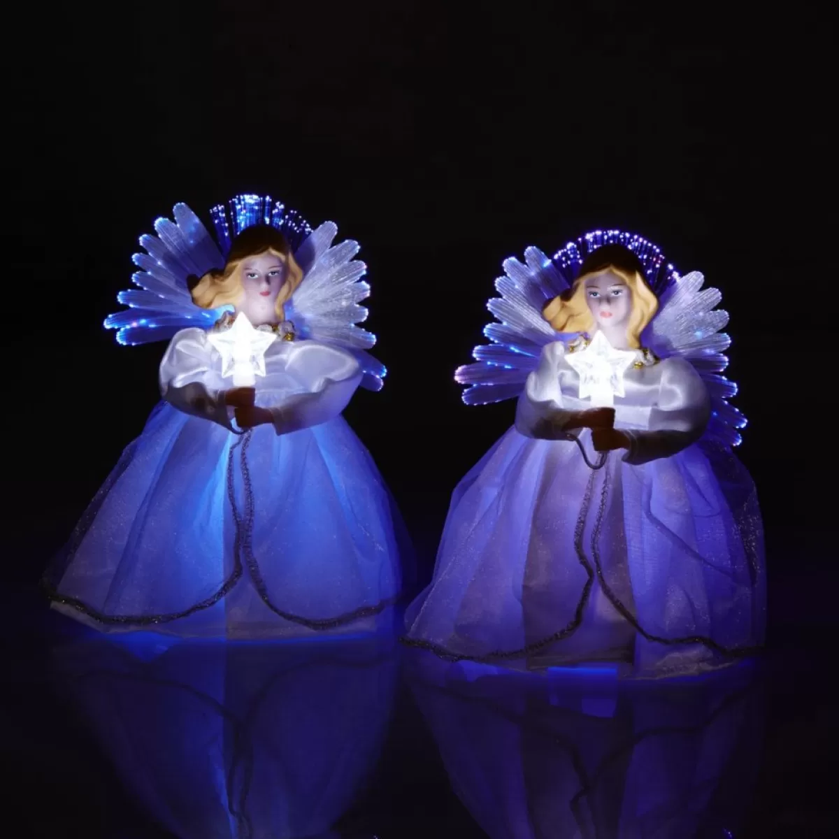 Mr. Christmas Ornaments & Tree Toppers | Set Of Two 6" Fiber Optic Angel Ornaments With Timer