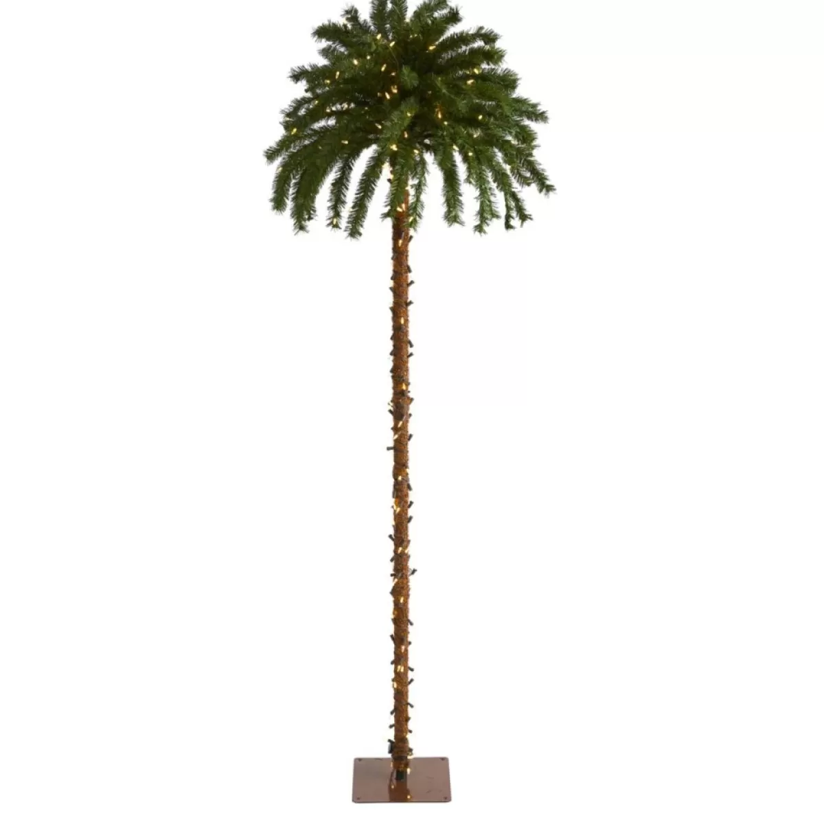Nearly Natural Christmas Trees | 7' Artificial Christmas Palm Tree With 300 Led Lights