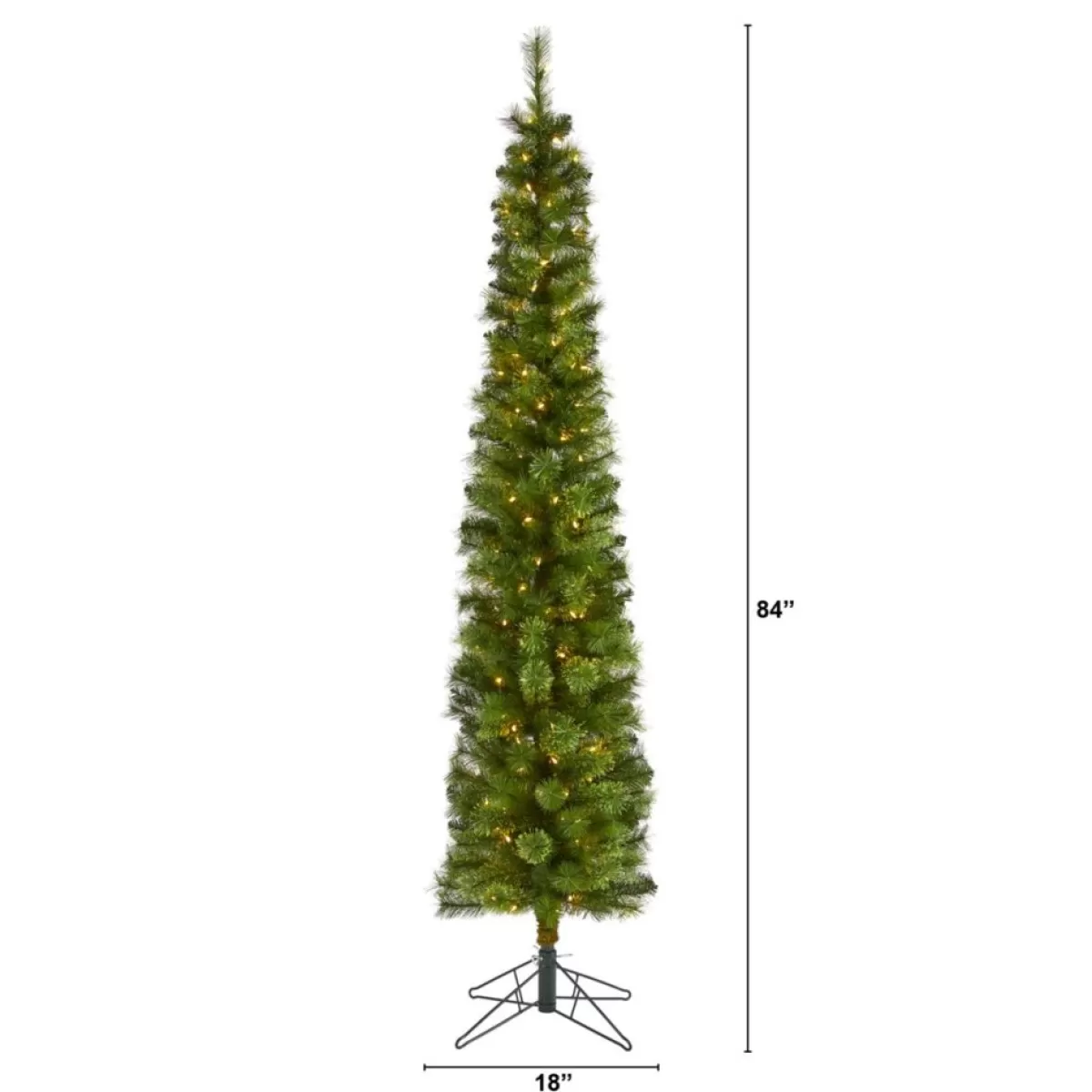 Nearly Natural Christmas Trees | 7' Green Pencil Christmas Tree With 150 Led Lights