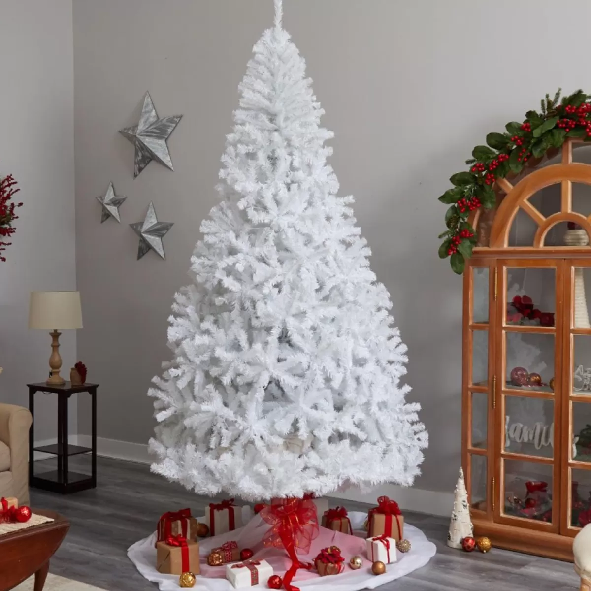 Nearly Natural Christmas Trees | 9 Ft. White Christmas Tree With 650 Led Lights