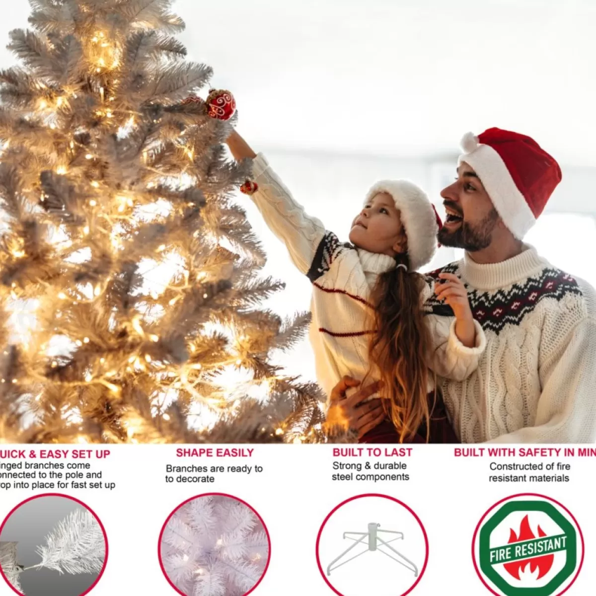 Puleo International Christmas Trees | Puleo 4-1/2 Ft. Pre-Lit Green Mountain Fir Artificial Christmas Tree