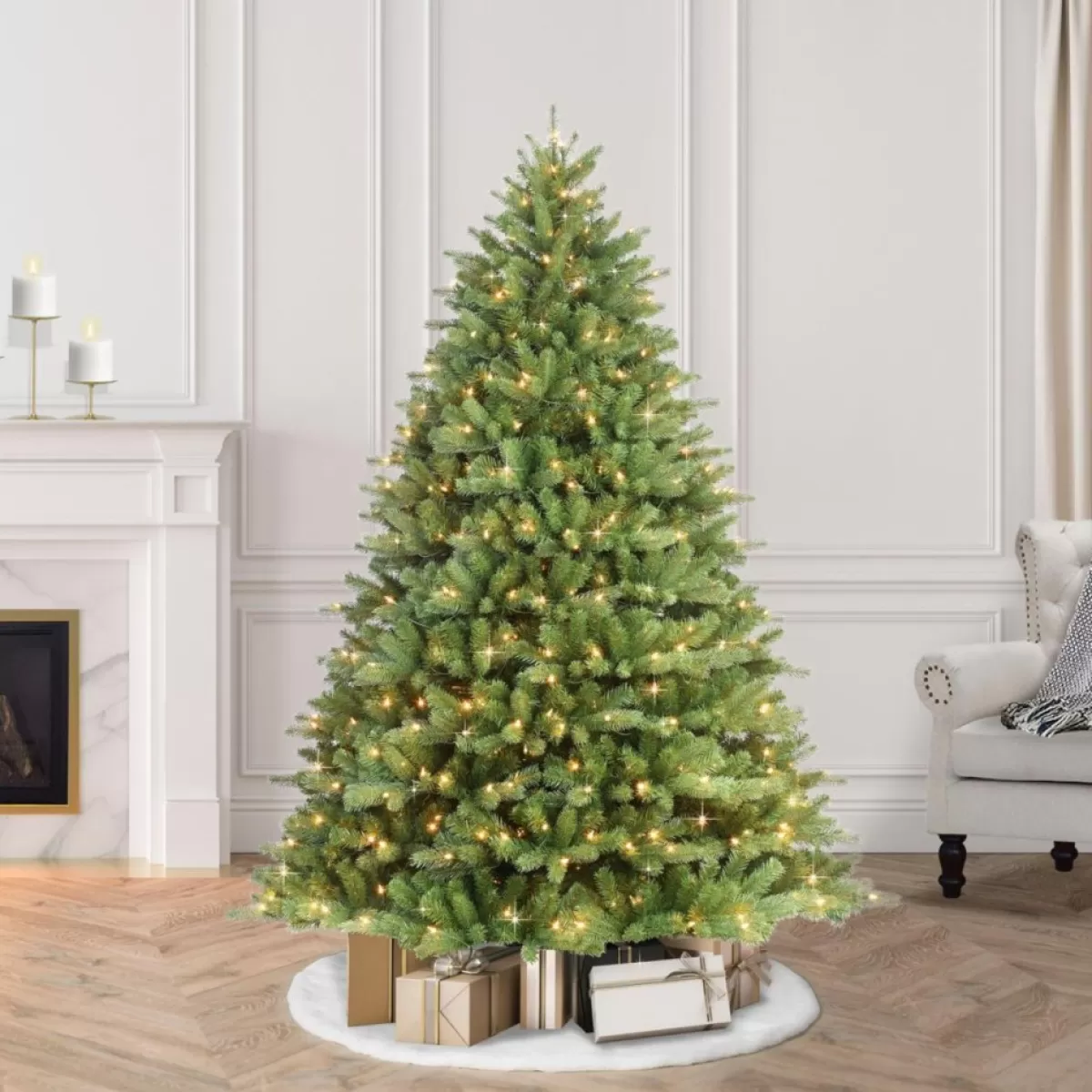 Puleo International Christmas Trees | Puleo 7-1/2 Ft. Pre-Lit Davidson Fir Premier Artificial Christmas Tree