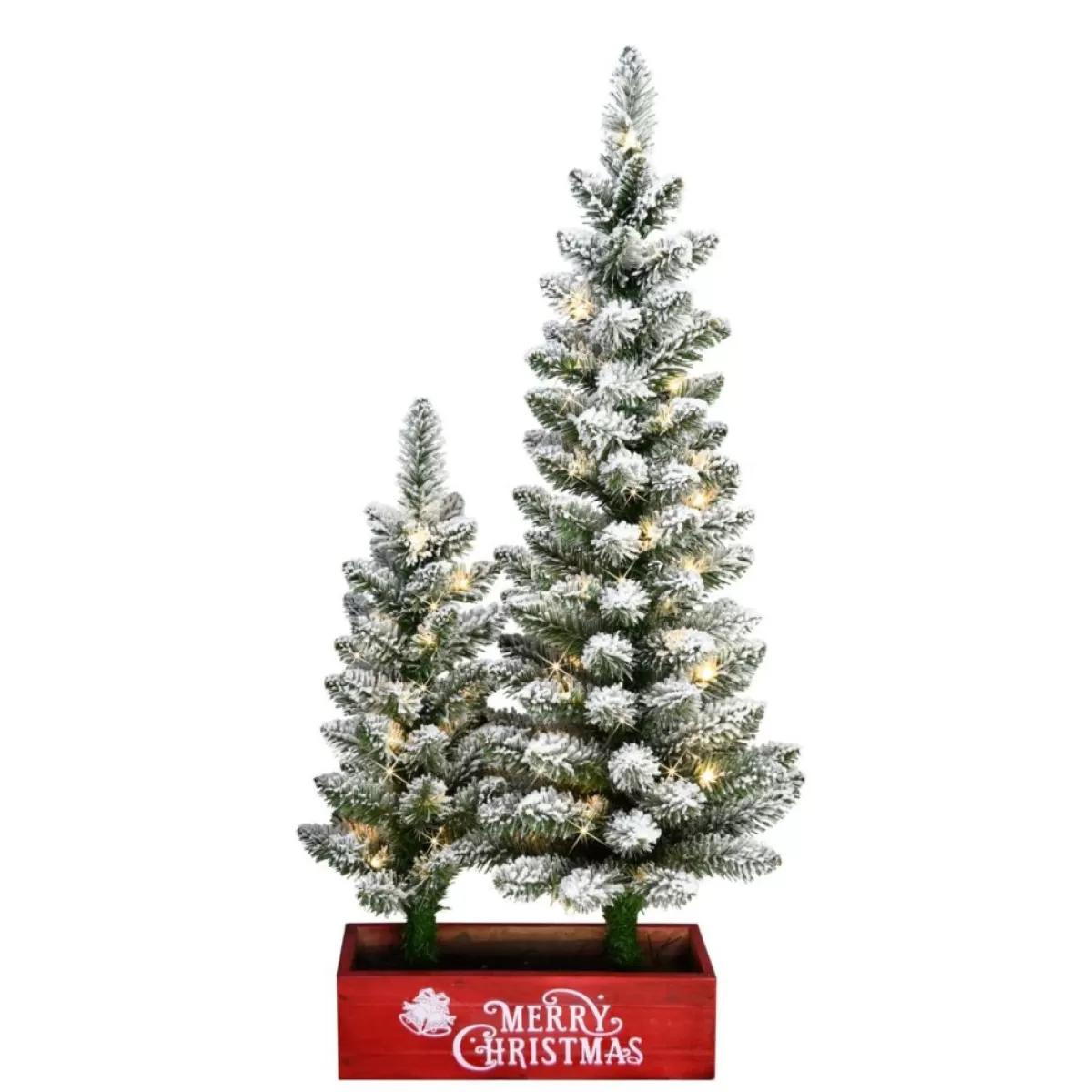 Puleo International Christmas Trees | 2'&3' Lit Flocked Slim Artificial Christmas Trees